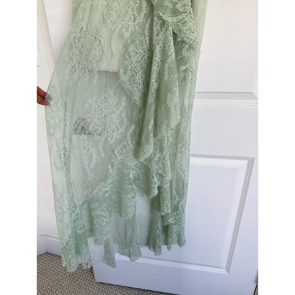 NBD Sinatra Dress in Mint Green Lace with Cascading Ruffle Accent Size S NWT - Picture 4 of 6